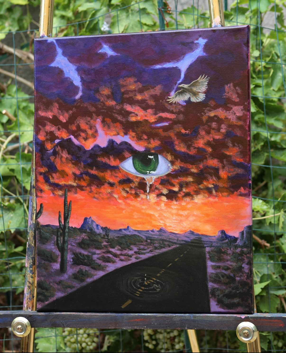 “Ra & the White Raven”- Original 20x16 Painting - Acrylic 2022