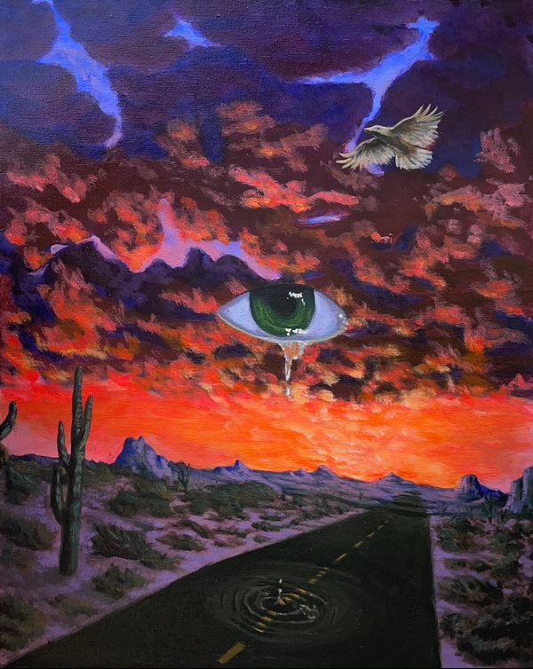 “Ra & the White Raven”- Original 20x16 Painting - Acrylic 2022